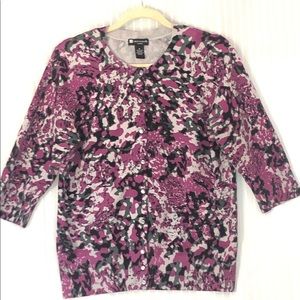 Purple, black and grey cardigan-jewel like button